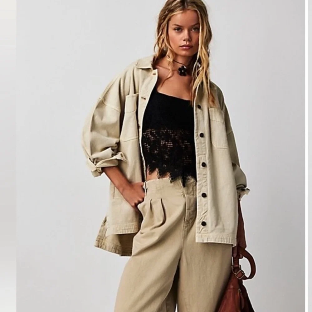NWT Free People We The Free Madison City Denim Jacket, Tofu Beige - XS - Picture 3 of 8